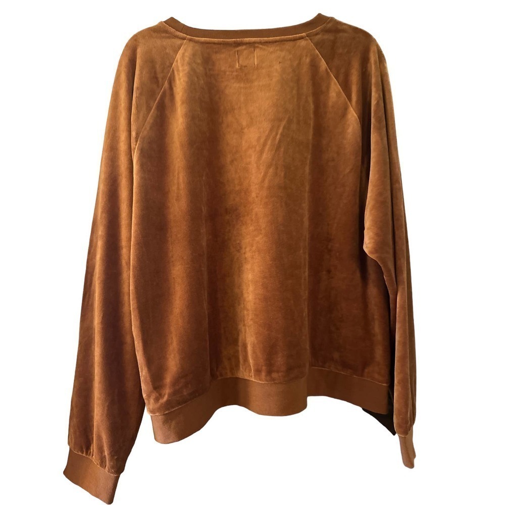 Gap Velour Crew Neck Sweatshirt in Bright Brown Size XXL NWT - Picture 5 of 7